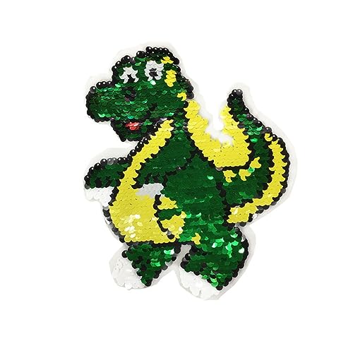 Bianriche Wendbarer Dinosaurier-Aufnäher mit Pailletten, Tiere, zum Aufnähen, für T-Shirts, Jeans, Hüte, Taschen, DIY-Zubehör von Bianriche