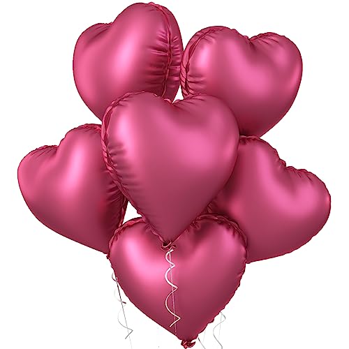 Folienballon Herz Rosa, 5 Stück Rosa Herzluftballons Helium Hochzeit, Metall Rosarot Luftballon Hochzeit 18 Zoll Herz Folienballon Valentinstag für Mädchen Hochzeit Geburtstagsfeier Just Married Deko von Biapian