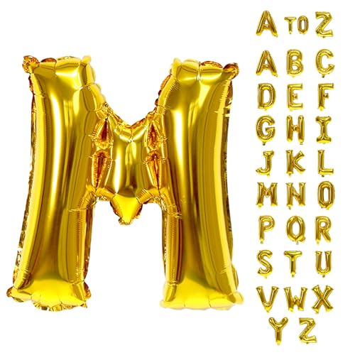 Biapian Folienballon Buchstaben Gold, XXL 40 Zoll Buchstaben M Luftballon Große, Gold Buchstaben Ballon, 101.6CM Alphabet Folienballon Helium für Geburtstag Hochzeit Jubiläum Babyparty Deko (Gold M) von Biapian