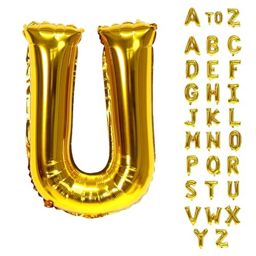 Biapian Folienballon Buchstaben Gold, XXL 40 Zoll Buchstaben U Luftballon Große, Gold Buchstaben Ballon, 101.6CM Alphabet Folienballon Helium für Geburtstag Hochzeit Jubiläum Babyparty Deko (Gold U) von Biapian