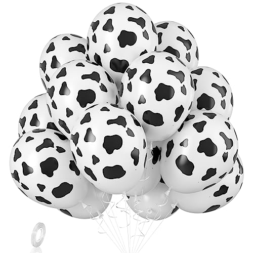 Biapian Kuh Luftballons, 20 Stück Kuh Druck Luftballons, 12 Zoll lustige Bauernhof Tier Luftballons Weiss Kuh Latexballons Helium für Kinder Cowboy Cowgirl Hof Bauernhof Geburtstag Babyparty Deko von Biapian