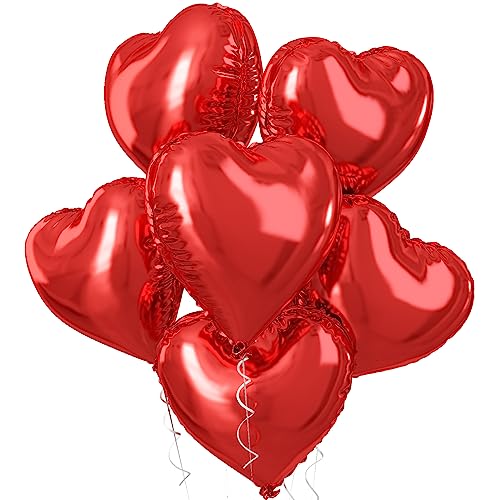 Biapian Herzluftballons, 5 Stück Rote Folienballon Herzluftballons Helium Hochzeit 18 Zoll Rot Herz Folienballon Deko Valentinstag für Geburtstagsfeier, Hochzeit, Just Married Party Deko von Biapian
