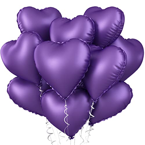 Folienballon Herz Lila, 10 Stück Lila Herzluftballons Helium Hochzeit, Metall Violett Luftballon Hochzeit 18 Zoll Herz Folienballon Valentinstag für Hochzeit, Geburtstagsfeier, Just Married Deko von Biapian