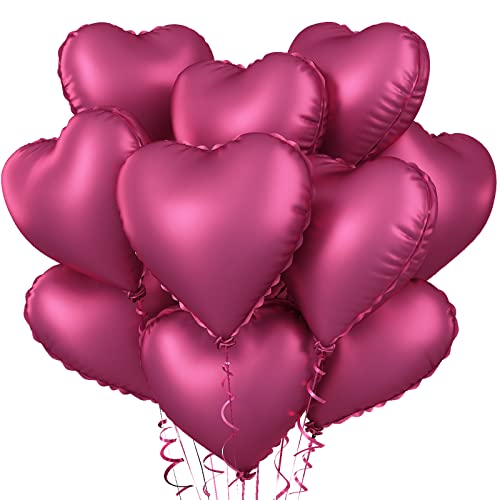 Folienballon Herz Rosa, 10 Stück Rosa Herzluftballons Helium Hochzeit, Metall Rosarot Luftballon Hochzeit 18 Zoll Herz Folienballon Valentinstag für Hochzeit, Geburtstagsfeier, Just Married Deko von Biapian