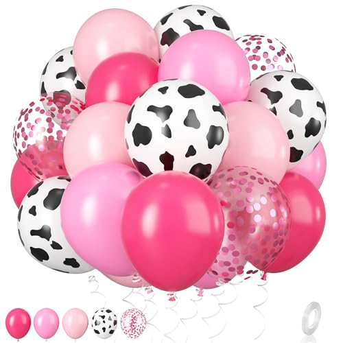 Kuh Luftballons, 12 Zoll rosa KuhDruck Ballon, heißes Rosa, Pastellrosa, Konfetti, rosa Helium Latex Luftballons für Geburtstag, Mädchen, KuhDruckParty, Bauernhof Party Dekorations von Biapian