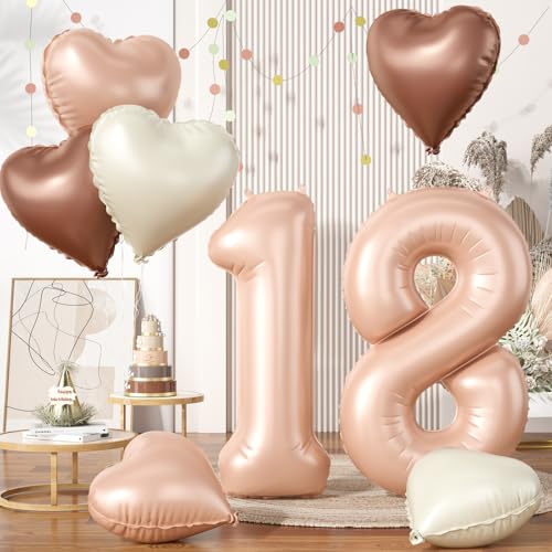 Luftballon 18. Geburtstag, 40 Zoll Aprikose Zahl 18 Luftballon, XXL Nummer 18 Folienballon Beige Braune Aprikosen Herzluftballons Neutraler für Jungen Mädchen Babyparty 18. Geburtstag Party Deko Luftballon 18. Geburtstag, 40 Zoll Aprikose Zahl 18 Luftballon, XXL Nummer 18 Folienballon Beige Braune Aprikosen Herzluftballons Neutraler für Jungen Mädchen Babyparty 18. Geburtstag Party Deko von Biapian