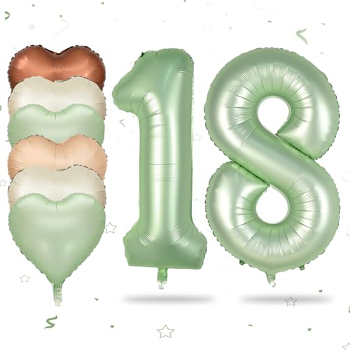 Luftballon 18. Geburtstag, 40 Zoll Salbeigrün Zahl 18 Luftballon, XXL Olivgrün Nummer 18 Folienballon Beige Braune Aprikosen Herzluftballons für Jungen Mädchen Babyparty 18. Geburtstag Party Deko Luftballon 18. Geburtstag, 40 Zoll Salbeigrün Zahl 18 Luftballon, XXL Olivgrün Nummer 18 Folienballon Beige Braune Aprikosen Herzluftballons für Jungen Mädchen Babyparty 18. Geburtstag Party Deko von Biapian