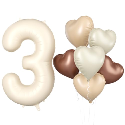 Luftballon 3. Geburtstag, 40 Zoll Beige Zahl 3 Luftballon, XXL Cremefarbene Nummer 3 Folienballon Braune Aprikosen Herzluftballons Neutraler für Jungen Mädchen Babyparty 3. Geburtstag Party Deko Luftballon 3. Geburtstag, 40 Zoll Beige Zahl 3 Luftballon, XXL Cremefarbene Nummer 3 Folienballon Braune Aprikosen Herzluftballons Neutraler für Jungen Mädchen Babyparty 3. Geburtstag Party Deko von Biapian