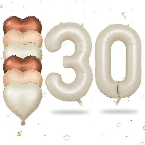 Luftballon 30. Geburtstag, 40 Zoll Beige Zahl 30 Luftballon, XXL Cremefarbene Nummer 30 Folienballon Braune Aprikosen Herzluftballons Neutraler Helium für Männer Frauen 30. Geburtstag Party Deko Luftballon 30. Geburtstag, 40 Zoll Beige Zahl 30 Luftballon, XXL Cremefarbene Nummer 30 Folienballon Braune Aprikosen Herzluftballons Neutraler Helium für Männer Frauen 30. Geburtstag Party Deko von Biapian