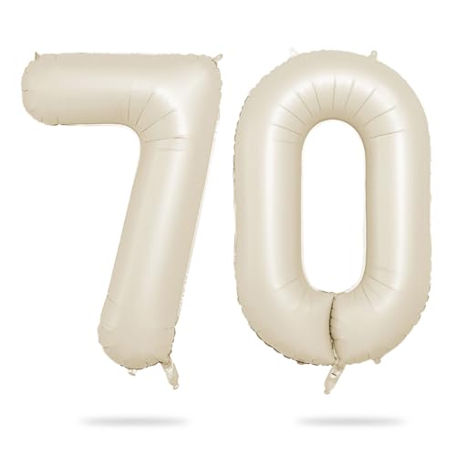 Luftballon 70, 70 Zoll Luftballon 70. Geburtstag, XXL Creme Weiß Zahlen 70 Luftballon Sandweiß Folienballon Helium Ballons für Babyparty Junge Männer 70 Jahre Geburtstags Party Deko (Nummer 70) von Biapian