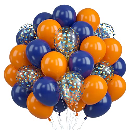 Luftballons Blau Orange, 30 Stück Luftballons Geburtstag Marineblau Orange, Blau Gold Konfetti Luftballons Helium Ballons Party Dekoration für Jungen Weltraum Party Thema Geburtstagsfeier Babyparty von Biapian