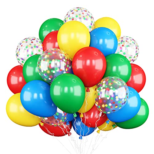 Luftballons Bunt, 60 Stück Luftballons Geburtstag Rot Blau Grün, Bunt Konfetti Ballons Rot Grün Blau Latexballons Regenbogen Helium Luftballoons für Geburtstag Mädchen Kinder Hochzeit Babyparty Deko von Biapian