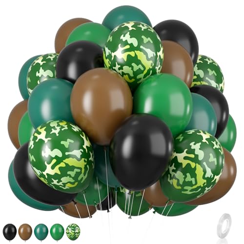 Luftballons Grüne braune, 12 Zoll Tarnballon, Tarnballons, braun, dunkelgrün, schwarz, Luftballons für Armee-Party-Dekorationen, Geburtstagsfeier, Jagd, Camping, Dschungel-Themenzubehör von Biapian