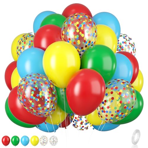 Rot-Gelb-Blaue Luftballons, Regenbogen-Latex-Ballons, 12 Zoll Mattblau Gelb Rot Grün, Bunte Konfetti-Stern-Ballons für Geburtstag Festival Karneval Zirkus Spiel Party-Dekoration Rot-Gelb-Blaue Luftballons, Regenbogen-Latex-Ballons, 12 Zoll Mattblau Gelb Rot Grün, Bunte Konfetti-Stern-Ballons für Geburtstag Festival Karneval Zirkus Spiel Party-Dekoration von Biapian