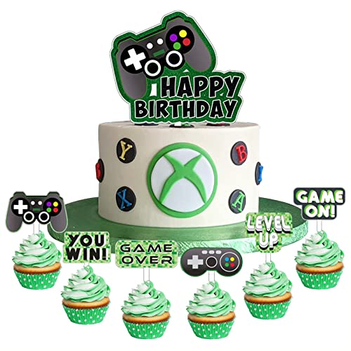 Videospiel Tortendeko Geburtstag, Gaming Happy Birthday Tortendeko Jungen mit Acryl Video Gaming Spiel Kuchendeko Geburtstag Game Cupcake Topper für Geburtstag Jungen Spiel Thema Party (Grün Schwarz) Videospiel Tortendeko Geburtstag, Gaming Happy Birthday Tortendeko Jungen mit Acryl Video Gaming Spiel Kuchendeko Geburtstag Game Cupcake Topper für Geburtstag Jungen Spiel Thema Party (Grün Schwarz) von Biapian