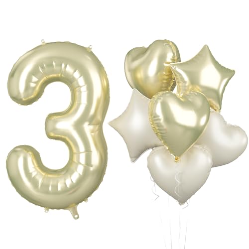 XXL Gold Luftballon Zahl 3, 40 Zoll Hellgold Folienballon Zahlen 3, Zahlenballon 3. Geburtstag Dekoration mit Beige Creme Herz Ballons Helium für Kinder 3 Geburtstagsdeko Hochzeit Jubiläum Party Deko XXL Gold Luftballon Zahl 3, 40 Zoll Hellgold Folienballon Zahlen 3, Zahlenballon 3. Geburtstag Dekoration mit Beige Creme Herz Ballons Helium für Kinder 3 Geburtstagsdeko Hochzeit Jubiläum Party Deko von Biapian