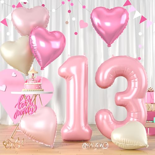 Zahlen Luftballon 13 Rosa, Riesen Hell Rosa Folienballon Zahl für Mädchen, 40 Zoll Helium Zahlenballon mit Herzluftballons 13. Geburtstag Deko für Kinder 13 Jahre Jubiläum Hochzeit Party Dekoration Zahlen Luftballon 13 Rosa, Riesen Hell Rosa Folienballon Zahl für Mädchen, 40 Zoll Helium Zahlenballon mit Herzluftballons 13. Geburtstag Deko für Kinder 13 Jahre Jubiläum Hochzeit Party Dekoration von Biapian