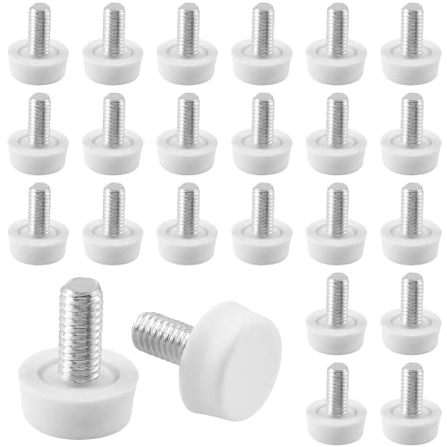 Biaungdo Verstellbare Möbel-Nivellierer, M6 x 15 mm, verstellbare Nivellierfüße, zum Anschrauben, Möbelgleiter, Fußnivellierer für Tisch, Stuhl, Schrank, Möbelbeine, Weiß, 24 Stück von Biaungdo