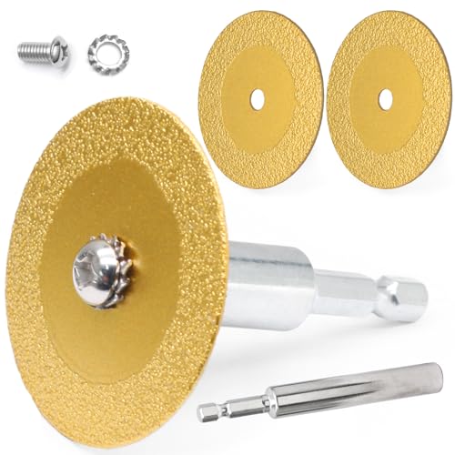 Biaungdo 3 Stück Diamantkante Glas-Trennscheibe 5,1 cm 1 mm ultradünne Glasfliesenschneider Polierscheibe mit 2 Stück 1/4 Zoll Sechskantschaft, Sägeblattrad zum Schleifen von Jade, Kristall Biaungdo 3 Stück Diamantkante Glas-Trennscheibe 5,1 cm 1 mm ultradünne Glasfliesenschneider Polierscheibe mit 2 Stück 1/4 Zoll Sechskantschaft, Sägeblattrad zum Schleifen von Jade, Kristall von Biaungdo