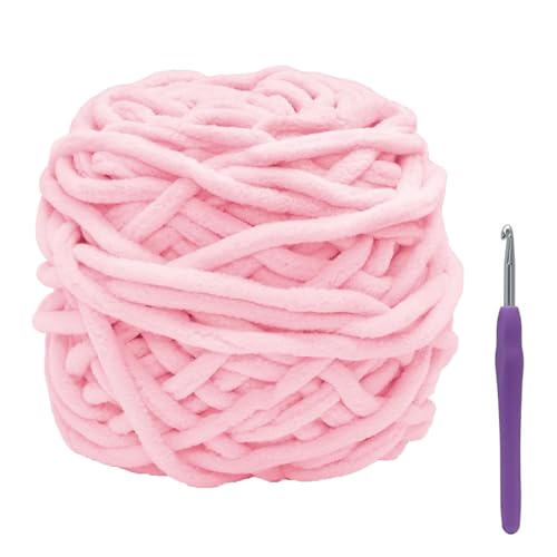 Biaungdo Chenille-Garn zum Häkeln, 100 g, hellrosa, weiches, sperriges, dickes, flauschiges Samtgarn zum Stricken von Decken, Basteln, mit kleinen Kunststoffnadeln und Häkelnadel Biaungdo Chenille-Garn zum Häkeln, 100 g, hellrosa, weiches, sperriges, dickes, flauschiges Samtgarn zum Stricken von Decken, Basteln, mit kleinen Kunststoffnadeln und Häkelnadel von Biaungdo