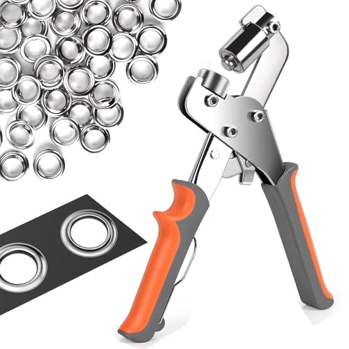 Ösenzange für planen & stoffe - Profi Ösenzange mit 300 Ösen (Ø 10mm), Magnetische Ösenstanze aus Kohlenstoffstahl für Perfekt für Leder, Gürtel, Awnings, Stoffe von Bibykivn