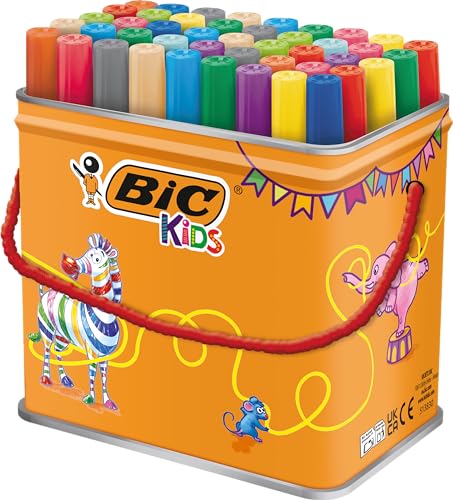 BIC Kids Ecolutions Filzstifte für Kinder, Visacolor XL, in 48 auswaschbaren Farben, Extra Breite Spitze, im Metalleimer BIC Kids Ecolutions Filzstifte für Kinder, Visacolor XL, in 48 auswaschbaren Farben, Extra Breite Spitze, im Metalleimer von BIC Kids