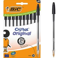 BIC Kugelschreiber Cristal Original transparent Schreibfarbe schwarz, 10 St. von Bic