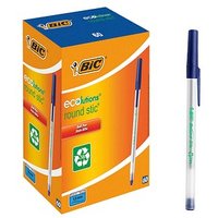 BIC Kugelschreiber Round Stic ECOlutions transparent Schreibfarbe blau, 60 St. von Bic