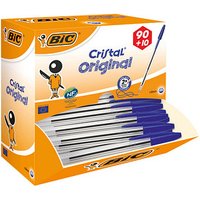 90 + 10 GRATIS: BIC Kugelschreiber Cristal® Medium transparent Schreibfarbe blau, 90 St. + GRATIS 10 St. von Bic