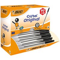 90 + 10 GRATIS: BIC Kugelschreiber Cristal® Medium transparent Schreibfarbe schwarz, 90 St. + GRATIS 10 St. von Bic