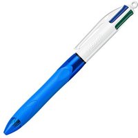 BIC 4-Farben-Kugelschreiber 4 Colours GRIP Medium blau/weiß, Schreibfarbe: schwarz, blau, rot, grün, 1 St. von Bic