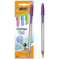 BIC Kugelschreiber Cristal Fun transparent, Schreibfarbe: farbsortiert, 4 St. von Bic