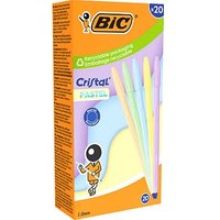BIC Kugelschreiber Cristal PASTEL pastellorange, pastellgrün, pastellblau, pastellgelb, pastellrosa, Schreibfarbe: blau, 20 St. von Bic