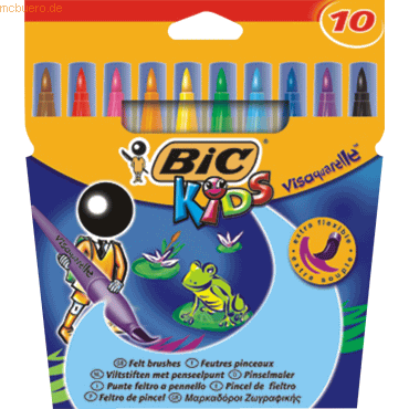 Bic Fasermaler mit Pinselspitze Kids Visaquarelle VE=10 Stück sortiert von Bic