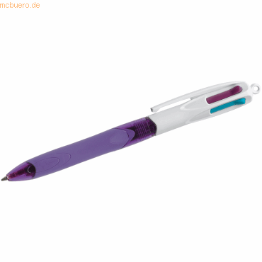 Bic Kugelschreiber 4-Farb mit Drücker weiß/violettlau transluzentgrün von Bic