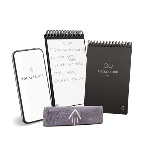 Bic Rocketbook Mini wiederverwendbarer Smart-Notizblock, Taschenformat, 8,9 x 14 cm, Schwarz – 48 gepunktete Seiten, App-verbunden, löschbar, ideal für unterwegs Listen und schnelle Notizen überall Bic Rocketbook Mini wiederverwendbarer Smart-Notizblock, Taschenformat, 8,9 x 14 cm, Schwarz – 48 gepunktete Seiten, App-verbunden, löschbar, ideal für unterwegs Listen und schnelle Notizen überall von Bic