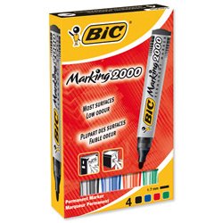 Marke Neu. BIC Marking 2000 Permanentmarker Rundspitze Line Breite 1,7 mm sortiert Ref 820911 [Pack 4] von BIC