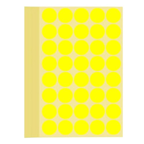 1200 Stück Klebepunkte Aufkleber 25 mm Runde Punktaufkleber Farbkodierun Etiketten selbstklebende Markierungspunkte zum Beschriften, Basteln Yellow Stickers Round Color Coding Labels (Gelb 2.5 cm) von Bicoozz