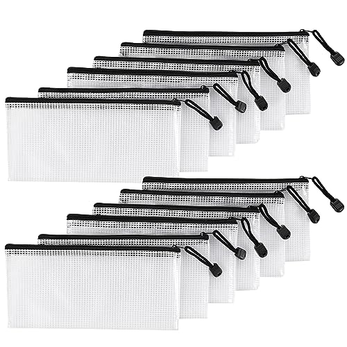 12 Stück Netz-Reißverschlusstaschen, 23 x 11,4 cm, strapazierfähige Taschen, Organisation von Aufbewahrung mit Reißverschluss für Rechnungen, Akten und Reisen 12 Stück Netz-Reißverschlusstaschen, 23 x 11,4 cm, strapazierfähige Taschen, Organisation von Aufbewahrung mit Reißverschluss für Rechnungen, Akten und Reisen von Bidponds