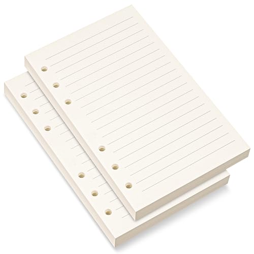Bidponds A6-Nachfüllpapier, 6 Löcher, liniertes Papier für A6-Filofax-Planer, 8 mm liniert, lose Blätter, 80 Blatt/160 linierte Seiten, 10,4 x 16,8 cm, Beige (2) von Bidponds