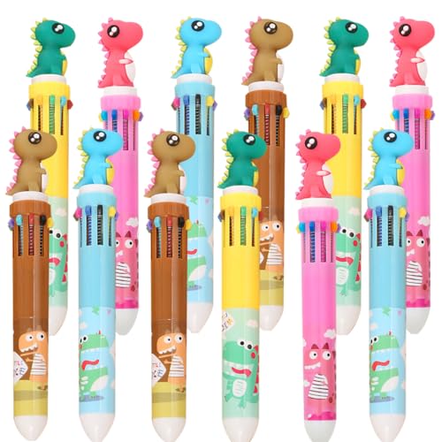 BieFuSin 12 Stück Mehrfarbige Stifte 0,5 mm 10-in-1-Kugelschreiber Mehrfarbig 10 Farben Cartoon Kugelschreiber in einem für Kinder, Regenbogenstifte für Schule Studenten Geschenk (Dinosaurier) BieFuSin 12 Stück Mehrfarbige Stifte 0,5 mm 10-in-1-Kugelschreiber Mehrfarbig 10 Farben Cartoon Kugelschreiber in einem für Kinder, Regenbogenstifte für Schule Studenten Geschenk (Dinosaurier) von BieFuSin