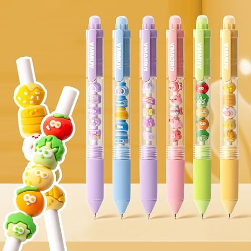 6 Ausziehbare Gelstifte, Cartoon Stift Süße Kawaii Kugelschreiber, 0,5 mm Gelstift Schwarze Tinte, Tagebuch und Notizen von BieFuSin