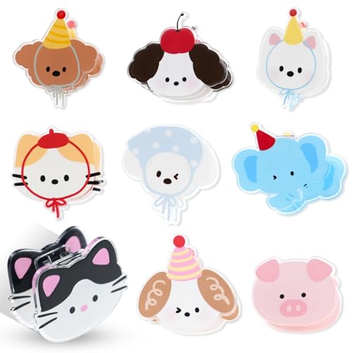 9 Lustige Tiere Geformte Lebensmitteltasche Clip, Tier geformte Beutel Dichtung Clip, Snack Bag Sealer, Acrylkleber und Papier Clip für luftdichte Dichtung der Lebensmittellagerung(Stil 3) von BieFuSin