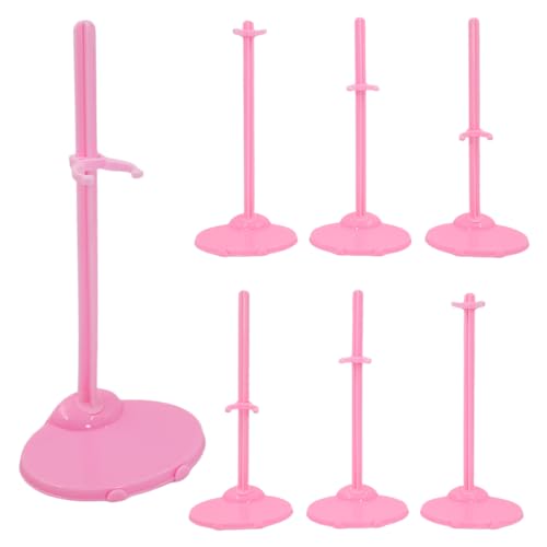 BieFuSin 10 Stück Puppenständer Unterstützung,Kunststoff Puppenständerhalter für 11 bis 13 Zoll Puppen,Transparenter Puppen Ständer Displayhalter,Verstellbarer Mini Puppenständer Pu ppenzubehör(Rosa) von BieFuSin