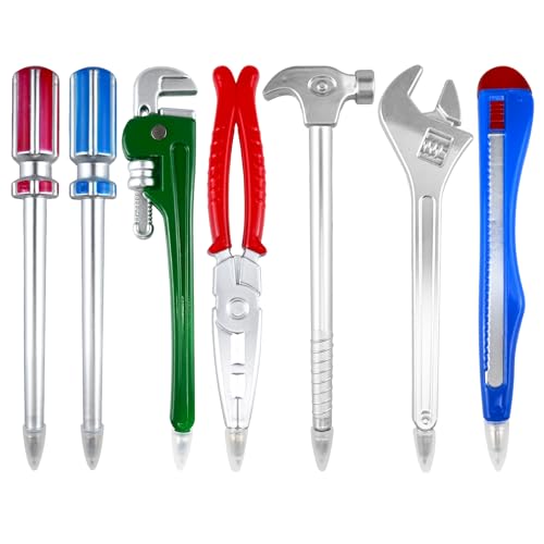 BieFuSin 7 Stück Neuheit Kugelschreiber, Spaß Werkzeug Design Stift, Hardware Form Stift, Coole Schreibwaren für Büro, und Zuhause,(Schlüssel, Hammer, Zange, Schraubendreher) ﻿ von BieFuSin