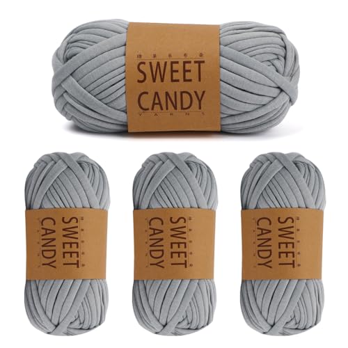 Bieiyhe 4 Stück Baumwollgarn zum Häkeln Grau, Häkelgarn für Anfänger Baumwolle, Makramee Garn Geflochten 6 mm, Strickgarn Dickes Garn Weich, Bändchengarn Baumwollgarn zum Stricken (4 x 100 g) Bieiyhe 4 Stück Baumwollgarn zum Häkeln Grau, Häkelgarn für Anfänger Baumwolle, Makramee Garn Geflochten 6 mm, Strickgarn Dickes Garn Weich, Bändchengarn Baumwollgarn zum Stricken (4 x 100 g) von Bieiyhe