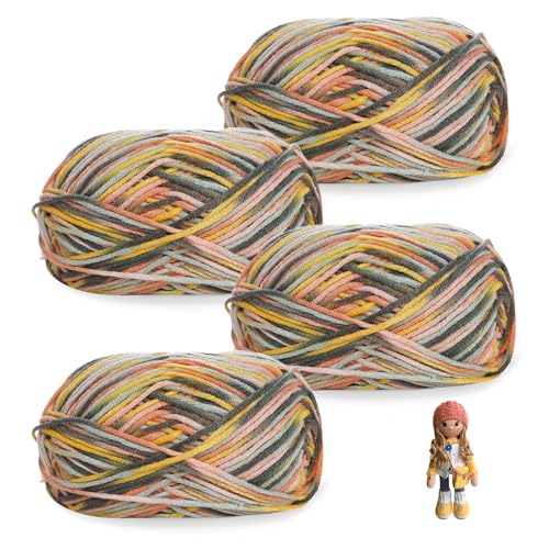 Bieiyhe Handstrickgarn Kuschelweich 4 X50 g,Baumwollgarn Farbverlauf,Gründl Baby Color,Verlaufswolle zum Häkeln,Babywolle,Strickwolle Set,Grobstrick Super Soft,Häkelgarn Bunt für Weben Von Schals Bieiyhe Handstrickgarn Kuschelweich 4 X50 g,Baumwollgarn Farbverlauf,Gründl Baby Color,Verlaufswolle zum Häkeln,Babywolle,Strickwolle Set,Grobstrick Super Soft,Häkelgarn Bunt für Weben Von Schals von Bieiyhe