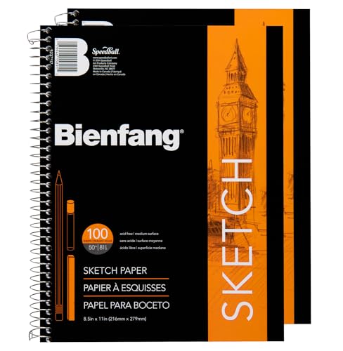 Bienfang Skizzenblock, 21,6 x 27,9 cm, 100 Blatt à 27,2 kg, 90 g/m² Kunstpapier, Spiralbindung, Skizzenbuch, Zeichenbuch, 2 Stück Bienfang Skizzenblock, 21,6 x 27,9 cm, 100 Blatt à 27,2 kg, 90 g/m² Kunstpapier, Spiralbindung, Skizzenbuch, Zeichenbuch, 2 Stück von Bienfang