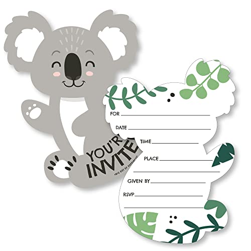 Big Dot of Happiness Koala Cutie - geformte Einladungskarten zum Ausfüllen - Bär Geburtstagsparty und Babyparty Einladungskarten mit Umschlägen - 12 Stück von Big Dot of Happiness