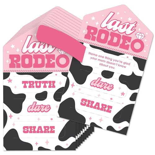 Big Dot of Happiness Last Rodeo - Pink Cowgirl Bachelorette Party Game Pickle Cards - Truth, Dare, Share Pull Tabs - Set of 12 von Big Dot of Happiness